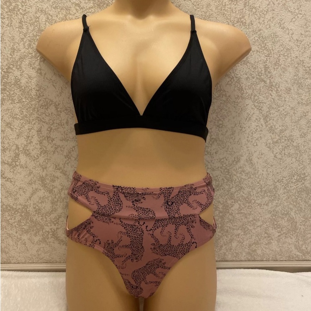 Chic Black and Brown Leopard Bikini Set